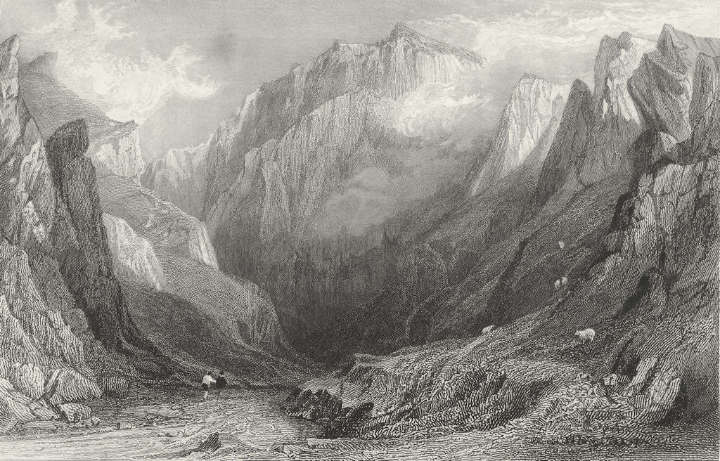 DERBYS. Vale of Winnets, Derbyshire. Allom 1836 old antique print picture